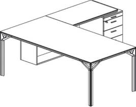 Officity X8 bureau met aanbouw L of R en ingebouwd ladenblok icm kabelklep