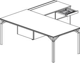 Officity X8 bureau met aanbouw-schuifdeurkast L of R incl. lade en kabelklep