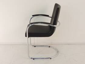 Gispen Today 412 RH zwart leer, hoogglans frame