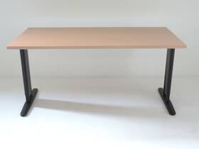 Bureau T-frame zwart met beuken blad