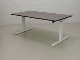 Zit-sta bureau GT-SF met wit frame en eiken donker blad - laagste stand