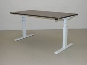 Zit-sta bureau GT-SF met wit frame en eiken donker blad - hoogste stand