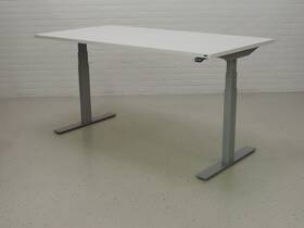 Zit-sta bureau GT-VO met alu frame en wit blad