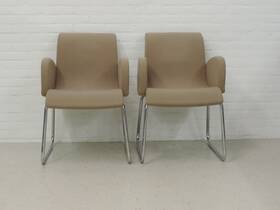 Vergaderstoel Lensvelt beige stof - model "Flag"