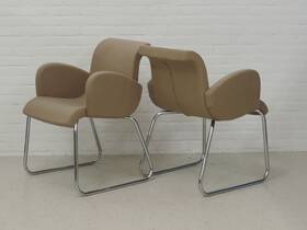 Vergaderstoel Lensvelt beige stof - model "Flag"