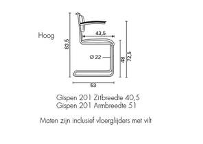 Gispen 201H rood afmetingen