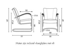 Gispen 412S Zwart leer