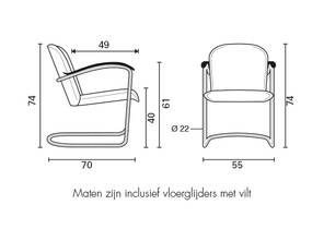 Gispen 414 mat chroom - Zwart