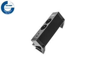 Power Desk Up 2x stroom + 2x USB charger zwart