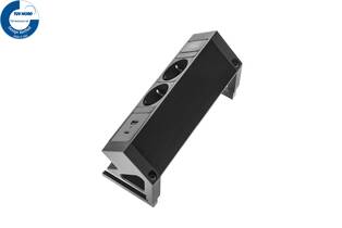 Power Desk Up 2x stroom + 2x USB charger (A/C) zwart