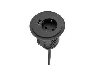 Power Spot met USB charger zwart