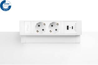 Power Desk Up 2x stroom + 2x USB charger (A/C) wit