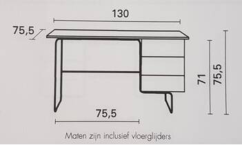 Paul Schuitema - bureau zwart - afmetingen