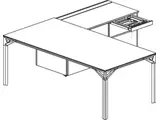 Officity X8 bureau met aanbouw-schuifdeurkast L of R incl. lade en kabelklep