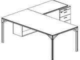 Officity X8 bureau met aanbouw L of R en ingebouwd ladenblok icm kabelklep