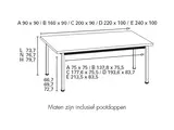 Gispen 515 tafel - afmetingen