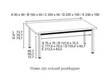 Gispen 515 tafel - afmetingen