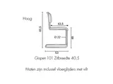 Gispen 101H zwart afmetingen