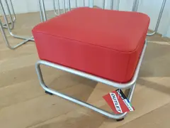 Gispen Today 443 Hocker MAT CHROOM +  rood Toledo leer