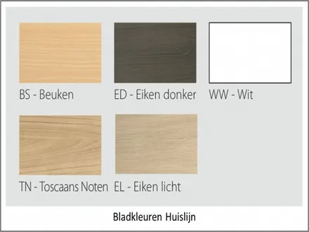 Hoekbureau Basic - overzicht bladkleuren