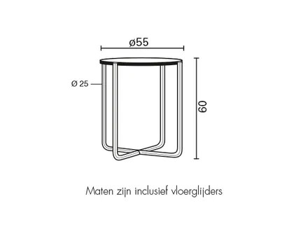 Gispen Today 413 bijzettafel - afmetingen