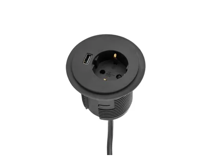 Power Spot met USB charger zwart