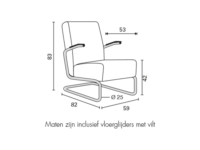 Gispen 405 zwart leer - LKV