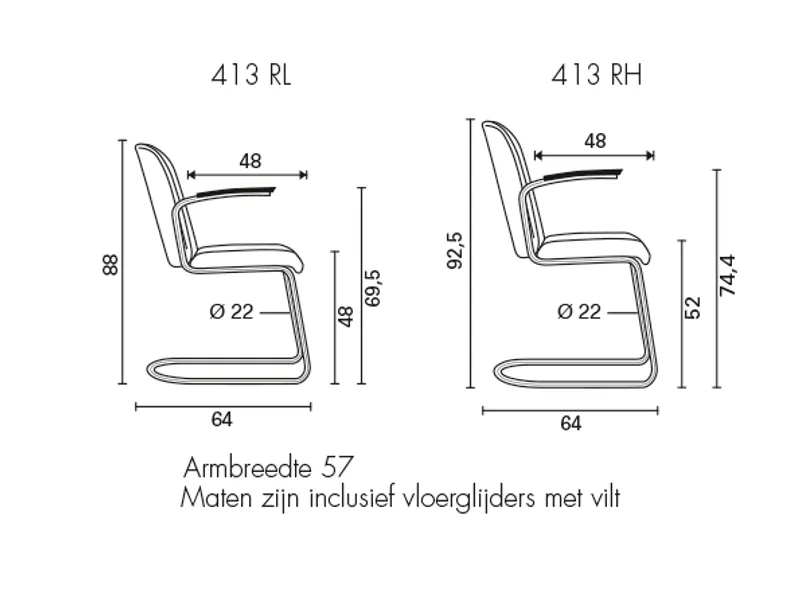 Gispen 413R hoog Tonus rood