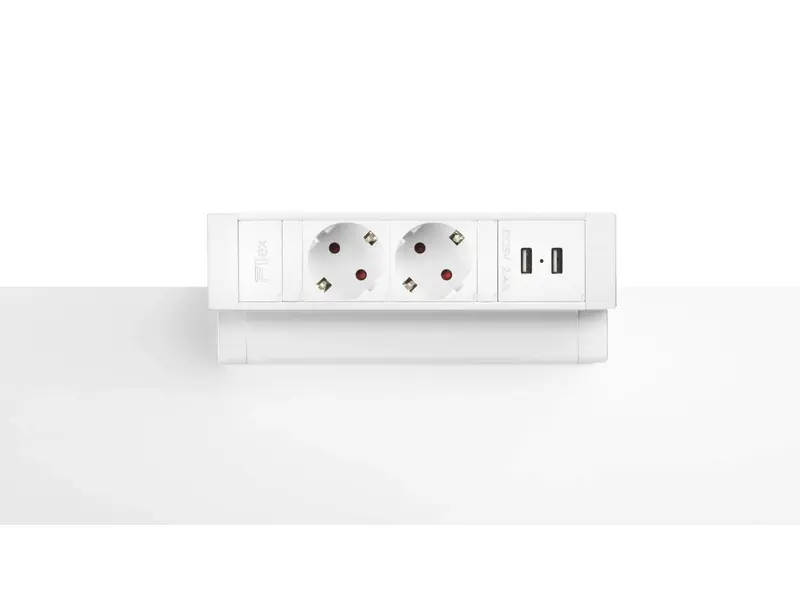 Power Desk Up 2x stroom + 2x USB charger wit
