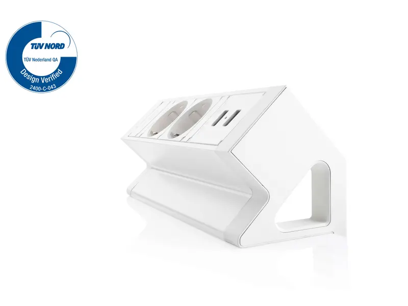Power Desk Up 2x stroom + 2x USB charger wit