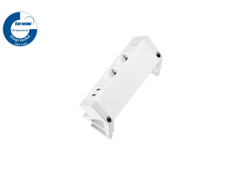 Power Desk Up 2x stroom + 2x USB charger wit