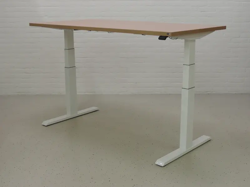 Zit-sta bureau GT-SF met wit frame en beuken blad