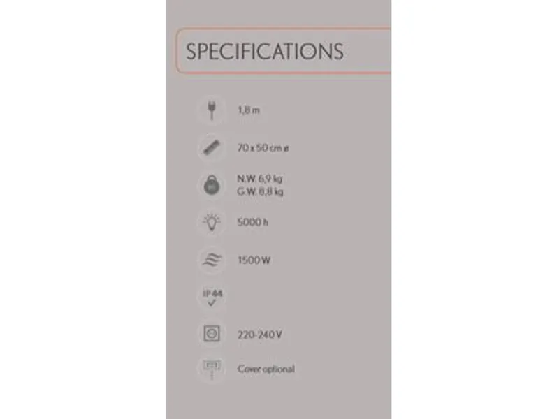 Hotspot terrasverwarmer tafelmodel - specificaties