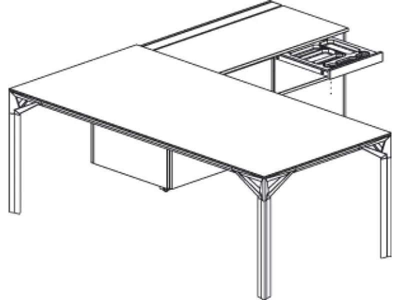 Officity X8 bureau met aanbouw-schuifdeurkast L of R incl. lade en kabelklep