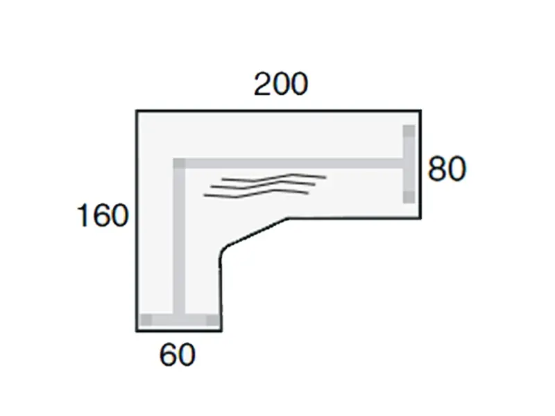 Entrada hoekbureau NG-Compact - afmetingen