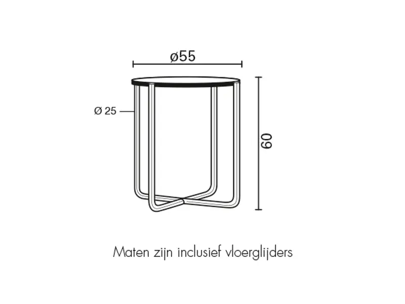 Gispen Today 413 bijzettafel - afmetingen
