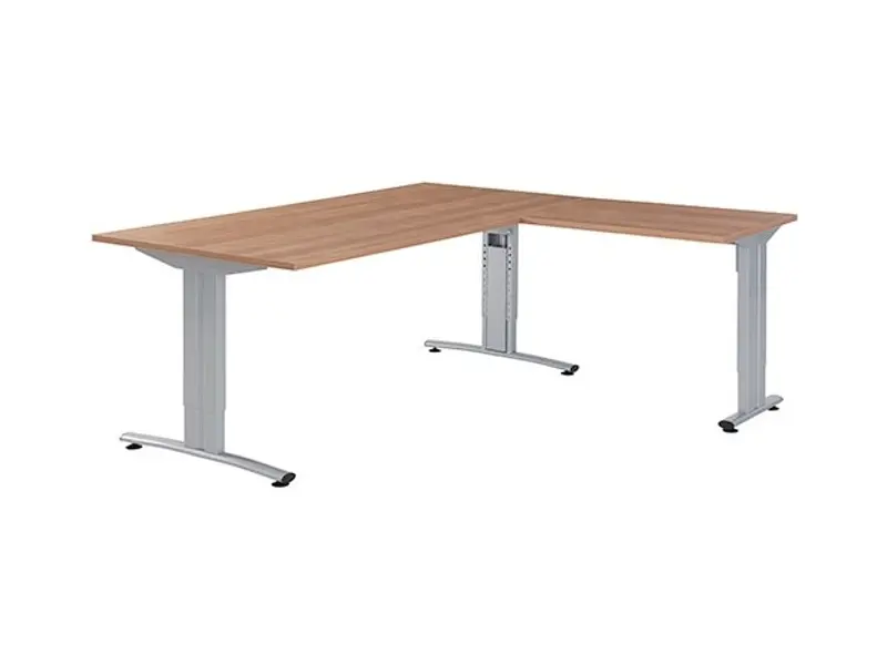 Hoekbureau Basic alu frame / toscaans noten blad