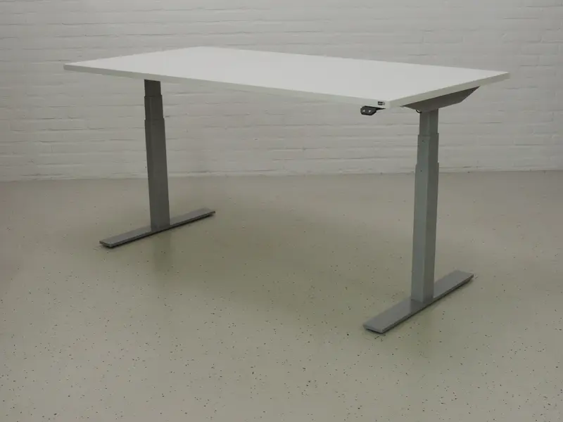Zit-sta bureau GT-VO met alu frame en wit blad