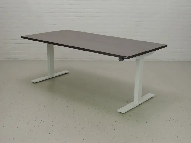 Zit-sta bureau GT-VO met wit frame en eiken donker blad