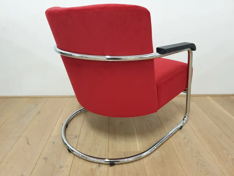 Gispen Today JdB 602 fauteuil Manchester ribstof rood