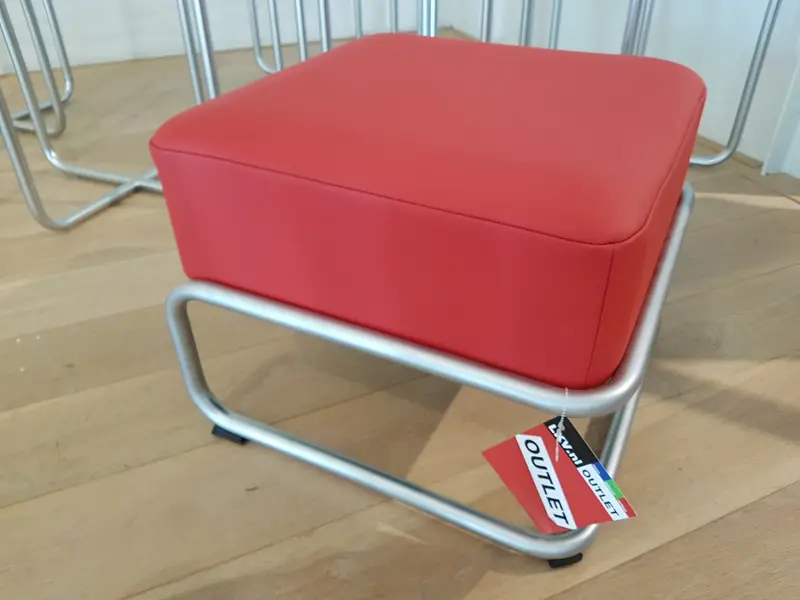 Gispen Today 443 Hocker MAT CHROOM +  rood Toledo leer
