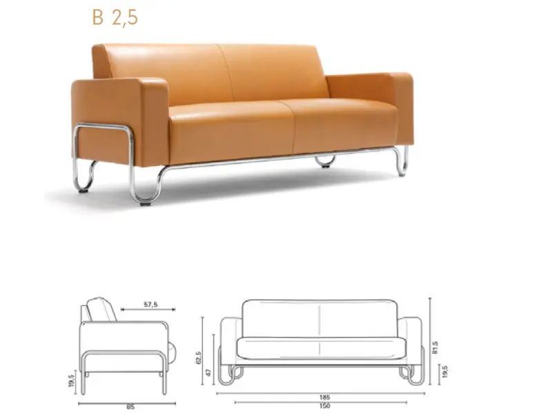 Gispen 441 2.5 zits Bruin Leer 2