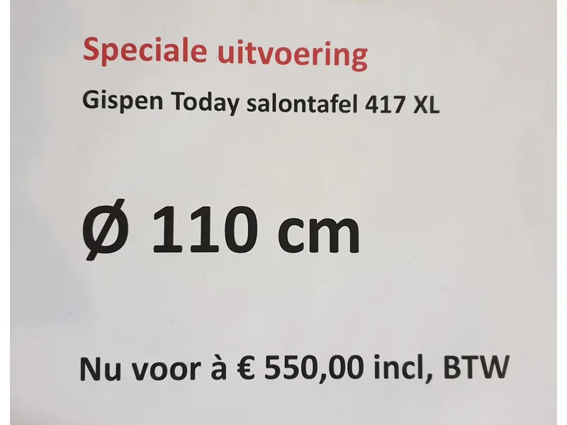 Gispen Today 417 XL  110cm doorsnede