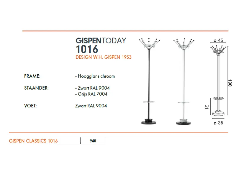 GISPEN 1016 zwart / chroom  OUTLET