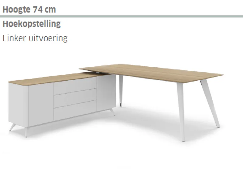 Voortman TABS hoekopstelling met Credenza 170cm